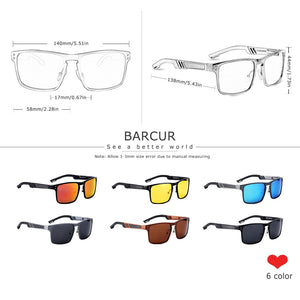 BARCUR Quality Aluminum Square Sunglasses Men Polarized Sun Glasses for Men sports eyewear oculos de sol feminino