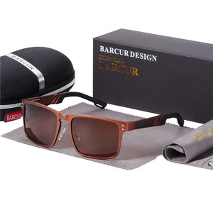 BARCUR Quality Aluminum Square Sunglasses Men Polarized Sun Glasses for Men sports eyewear oculos de sol feminino