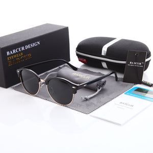 BARCUR Retro Round Sunglasses Men  Brand Eyewear Leopard Sun Glasses For Women UV400