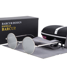 Carica l&#39;immagine nel visualizzatore di Gallery, BARCUR Retro Round Sunglasses Men Mirror Women Round Sunglasses Polarized Glasses with Box Free