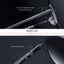 Load image into Gallery viewer, BARCUR Vintage Aluminum Magnesium Sun glass Men Polarized Sunglasses Round Steampunk Shades Brand Designer Eyewear