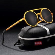 Load image into Gallery viewer, BARCUR Vintage Aluminum Magnesium Sun glass Men Polarized Sunglasses Round Steampunk Shades Brand Designer Eyewear