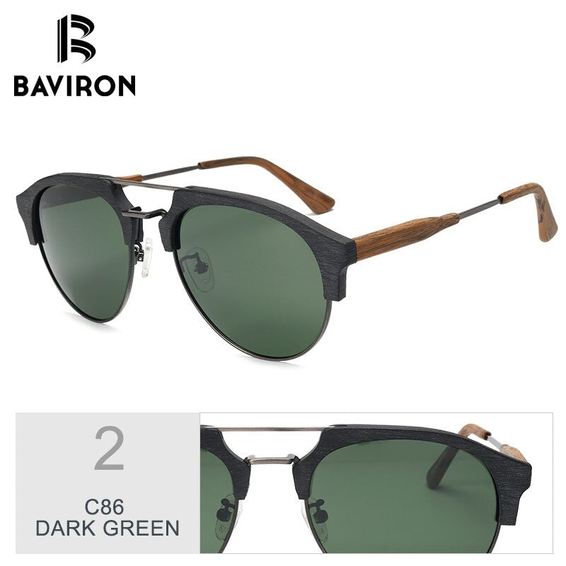 BAVIRON Similar Wooden Sunglasses Unisex Retro Trend Sun Glasses Acetate Anti-UV400  Polarized Sunglasses Eyewear 15144