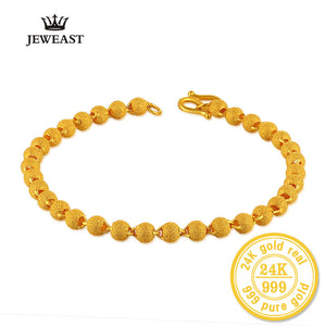 BBB 24K Pure Gold Bracelet Female Fashion Jewelry Nail Beads Bracelet Gold Sand Transport Bangle For Woman Party Gift Fine