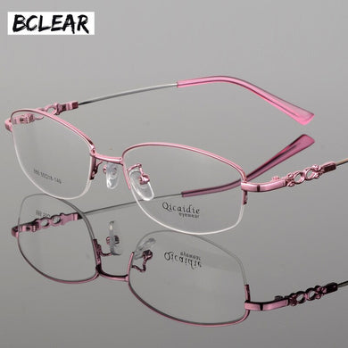BCLEAR 2023 Women Glasses Frame Memory Alloy Eyeglasses Half Frame Vintage Clear Lens Glasses Optical Spectacle Frame