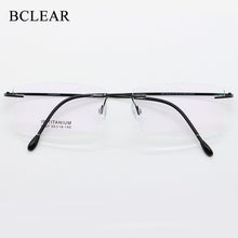 Load image into Gallery viewer, BCLEAR 9007Men Titanium Alloy Rimless Glasses Frame Male Square Ultralight Man Frameless Myopia Optical Frames Eyewear 55-18-140