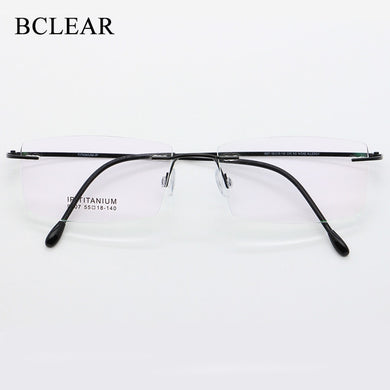 BCLEAR 9007Men Titanium Alloy Rimless Glasses Frame Male Square Ultralight Man Frameless Myopia Optical Frames Eyewear 55-18-140