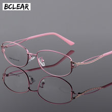 Load image into Gallery viewer, BCLEAR Alloy Eyeglasses Ladies Elegant Oval Full Frame Glasses Frame Metal Ultra Light Presbyopia Myopia Prescription Eyewear