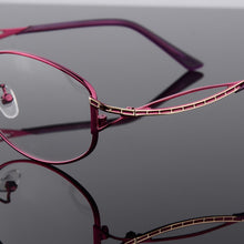 Load image into Gallery viewer, BCLEAR Alloy Eyeglasses Ladies Elegant Oval Full Frame Glasses Frame Metal Ultra Light Presbyopia Myopia Prescription Eyewear