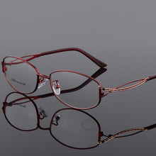 Load image into Gallery viewer, BCLEAR Alloy Eyeglasses Ladies Elegant Oval Full Frame Glasses Frame Metal Ultra Light Presbyopia Myopia Prescription Eyewear