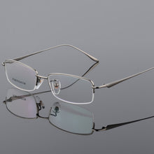 Load image into Gallery viewer, BCLEAR Quality 100% Pure Titanium Half Rim Eyeglasses Prescription Frame Black Gray Gold Silver Men Women Optical Eyewear