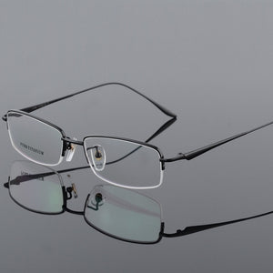 BCLEAR Quality 100% Pure Titanium Half Rim Eyeglasses Prescription Frame Black Gray Gold Silver Men Women Optical Eyewear