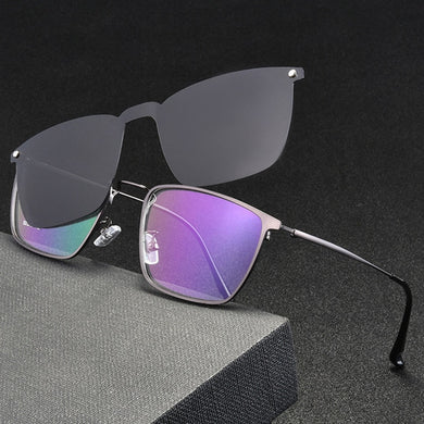 BCLEAR Eyeglasses Frame Optical Prescription Glasses with Magnetic Clip-on Spectacles Eyewear Metal Full Rim Eyeglasses