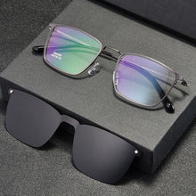 Carica l&#39;immagine nel visualizzatore di Gallery, BCLEAR Eyeglasses Frame Optical Prescription Glasses with Magnetic Clip-on Spectacles Eyewear Metal Full Rim Eyeglasses