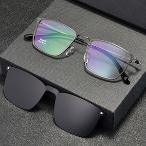 BCLEAR Eyeglasses Frame Optical Prescription Glasses with Magnetic Clip-on Spectacles Eyewear Metal Full Rim Eyeglasses