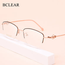 Load image into Gallery viewer, BCLEAR Cat Eye Style Women Optical Glasses Frames Optic Glasses Frame For Women Myopia Spectacles Half Rim Hollow Legs
