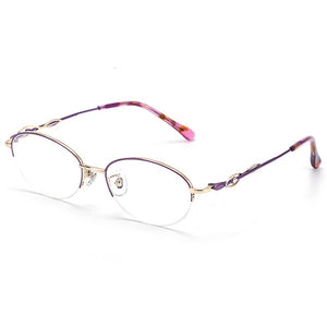 BCLEAR Lady Half Rim Alloy Oval Eyeglasses Frame Presbyopic Myopia Prescription Glasses Frames Optical Eyewear For Women