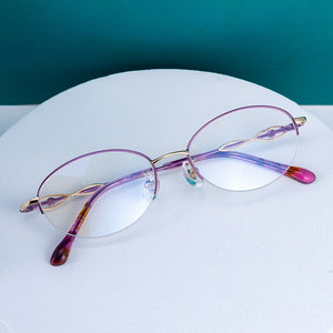 BCLEAR Lady Half Rim Alloy Oval Eyeglasses Frame Presbyopic Myopia Prescription Glasses Frames Optical Eyewear For Women