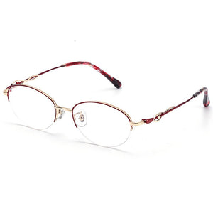 BCLEAR Lady Half Rim Alloy Oval Eyeglasses Frame Presbyopic Myopia Prescription Glasses Frames Optical Eyewear For Women