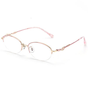 BCLEAR Lady Half Rim Alloy Oval Eyeglasses Frame Presbyopic Myopia Prescription Glasses Frames Optical Eyewear For Women