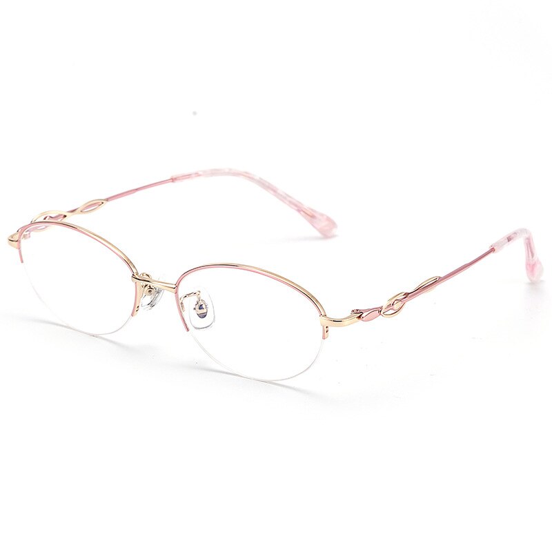 BCLEAR Lady Half Rim Alloy Oval Eyeglasses Frame Presbyopic Myopia Prescription Glasses Frames Optical Eyewear For Women