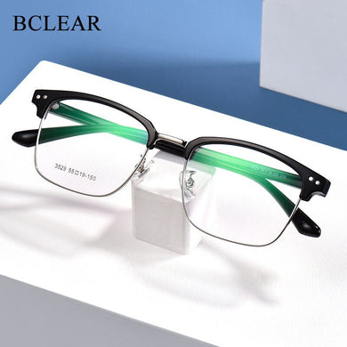 BCLEAR Men Alloy Glasses Frame Square Optics Frame  Prescription Glasses Frames Optical Eyewear Retro Classic