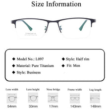 Load image into Gallery viewer, BCLEAR Men&#39;s Business Light Weight Pure Titanium Half Frame Optical Glasses Elegant Ultralight Prescription Eyeglasses