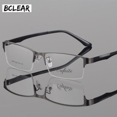 BCLEAR Gambe TR ultraleggere Montatura per occhiali Mezza montatura in metallo da uomo Miopia Presbiopia Occhiali da vista semi-senza montatura 