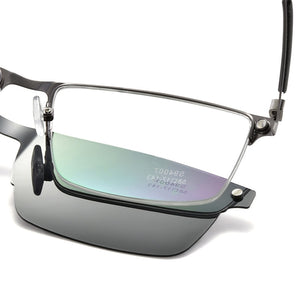 BCLEAR Half Rim Optical Eyeglasses Frame with Magnetic Clip-on Alloy Glasses Optical Prescription Spectacles Eyewear