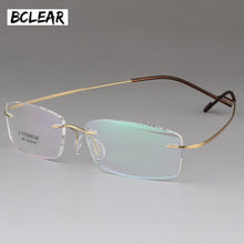 Carica l&#39;immagine nel visualizzatore di Gallery, BCLEAR Occhiali senza montatura con montatura in titanio puro unisex con montatura in memoria per uomini e donne comodi 