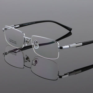 BCLEAR Men High Quality Pure Titanium Eye Glasses Frames Acetate Temple Legs Gold Silver Business  Spectacle Frame Eyewear