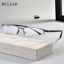 Load image into Gallery viewer, BCLEAR Men Titanium Alloy Eyeglasses Frame for Men Eyewear Flexible Temples Legs IP Electroplating Alloy Material Half Rim 2023