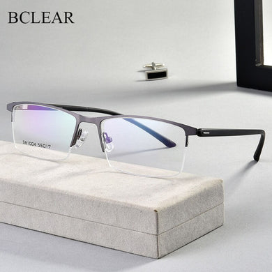 BCLEAR Men Titanium Alloy Eyeglasses Frame for Men Eyewear Flexible Temples Legs IP Electroplating Alloy Material Half Rim 2023