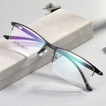 Load image into Gallery viewer, BCLEAR Men Titanium Alloy Eyeglasses Frame for Men Eyewear Flexible Temples Legs IP Electroplating Alloy Material Half Rim 2023