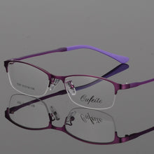 Carica l&#39;immagine nel visualizzatore di Gallery, Women Metal Alloy Glasses Frame Ultra-light Frames Half Rim Optical Eyeglass Frame Colorful Eyewear TR Legs