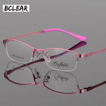 Load image into Gallery viewer, BCLEAR  Women Metal Alloy Glasses Frame Ultra-light Frames Half Rim Optical Eyeglass Frame Colorful Eyewear TR Legs