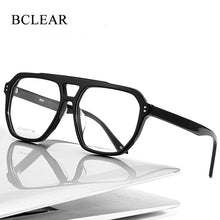 Load image into Gallery viewer, BCLEAR Men&#39;s Double Bridge Big Spectacle Frame Retro Eyeglasses Eyewear Transparent Optical Prescription Eyeglass