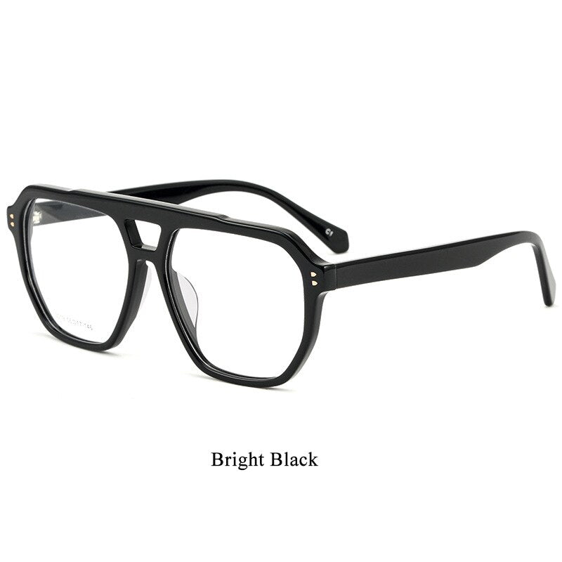 BCLEAR Men's Double Bridge Big Spectacle Frame Retro Eyeglasses Eyewear Transparent Optical Prescription Eyeglass