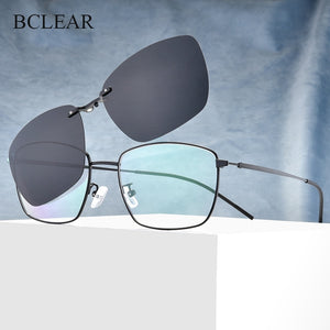 BCLEAR Retro Optical Spectacle Frame Men Women Clip On Sunglasses Polarized Lenses Magnetic Sun lens Prescription Eyeglasses New