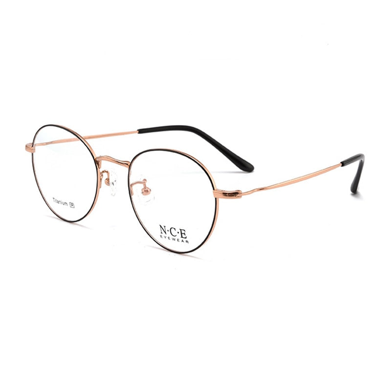 BCLEAR Retro Round Frame Pure Titanium Myopia Eyeglasses Male Desgin Ultra-light Man Women Full Rim Eyewear