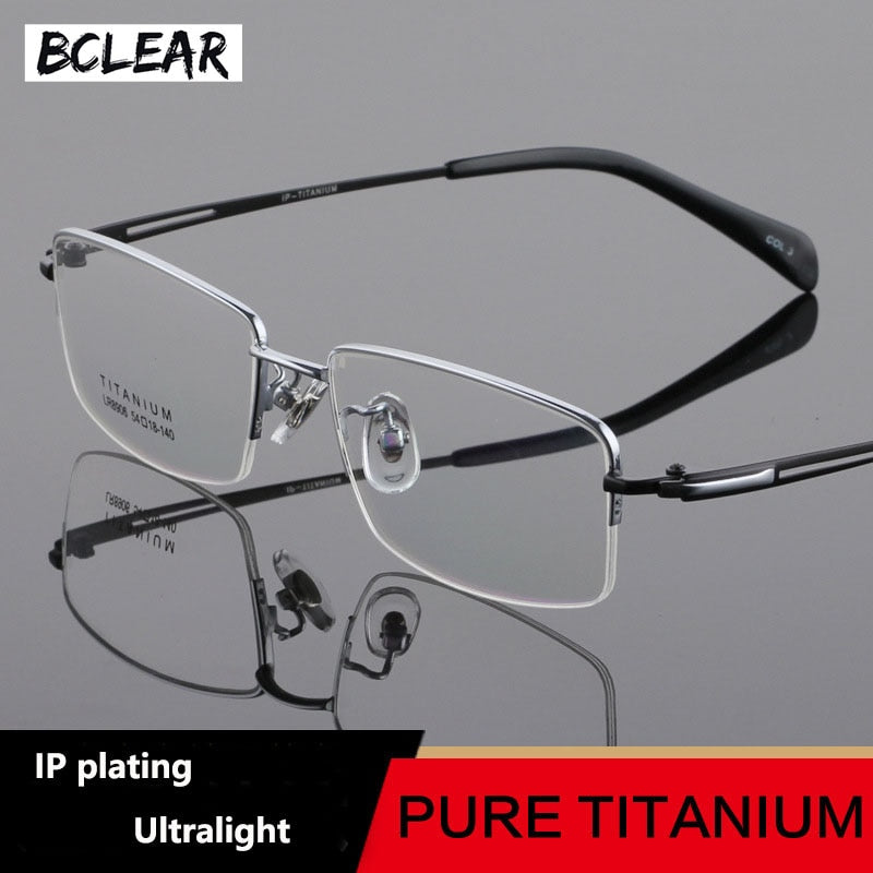BCLEAR Super Light Titanium Prescription Glasses Frame Optical Eye Glasses Frames Men Classic Half Frame High Quality Eyewear