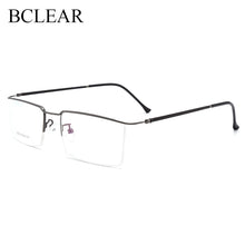 Load image into Gallery viewer, BCLEAR Titanium Alloy Slim Glasses Frame Men Ultralight Square Myopia Prescription Eyeglasses Metal Half Rimless Optical Eyewear