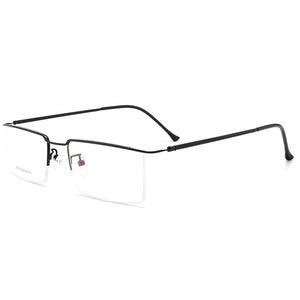 BCLEAR Titanium Alloy Slim Glasses Frame Men Ultralight Square Myopia Prescription Eyeglasses Metal Half Rimless Optical Eyewear
