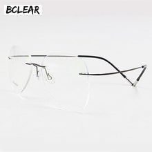 Load image into Gallery viewer, BCLEAR Titanium Rimless Designer Eyeglasses Optical Glasses Frame Men and Women Eyewear Lightweight Flexible Spectacle