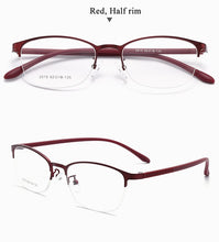 Carica l&#39;immagine nel visualizzatore di Gallery, BCLEAR Urltra-Light Women Titanium Alloy Oval Full Half Rim Glasses Frames Eyewear With Flexible Legs IP Electroplating 2515
