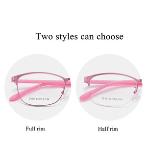 BCLEAR Urltra-Light Women Titanium Alloy Oval Full Half Rim Glasses Frames Eyewear With Flexible Legs IP Electroplating 2515