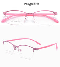 Carica l&#39;immagine nel visualizzatore di Gallery, BCLEAR Urltra-Light Women Titanium Alloy Oval Full Half Rim Glasses Frames Eyewear With Flexible Legs IP Electroplating 2515