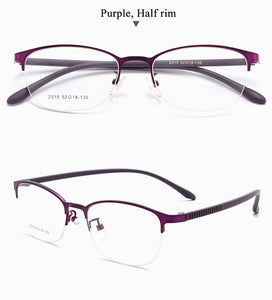 BCLEAR Urltra-Light Women Titanium Alloy Oval Full Half Rim Glasses Frames Eyewear With Flexible Legs IP Electroplating 2515