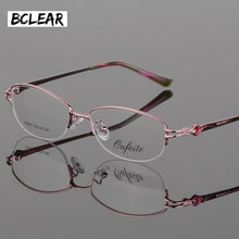 Load image into Gallery viewer, BCLEAR Vintage Women Eyeglass Metal Frame Glasses Half Rim Spectacles Clear Lens Optical Diamond oculos de grau feminino armacao