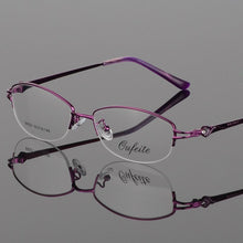 Load image into Gallery viewer, BCLEAR Vintage Women Eyeglass Metal Frame Glasses Half Rim Spectacles Clear Lens Optical Diamond oculos de grau feminino armacao